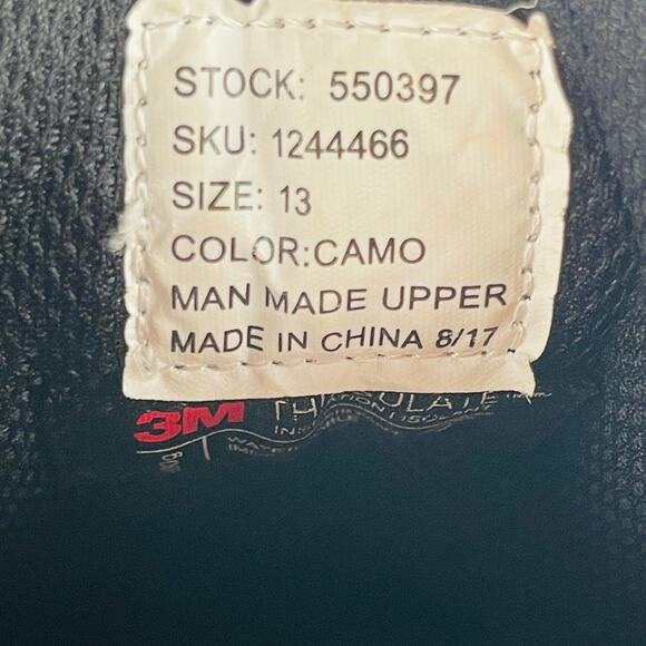 Itasca Insulated Waterproof Camouflage Thinsulate Men’s Size 13 Boot - Picture 4 of 8